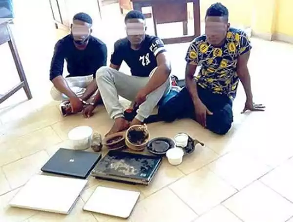 3 Yahoo Boys Arrested With ‘Charm’ In Ibadan (Photo)